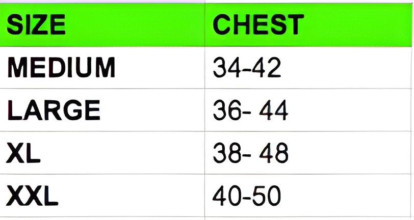 Size chart for “Sabr” – Patience in Style Tee